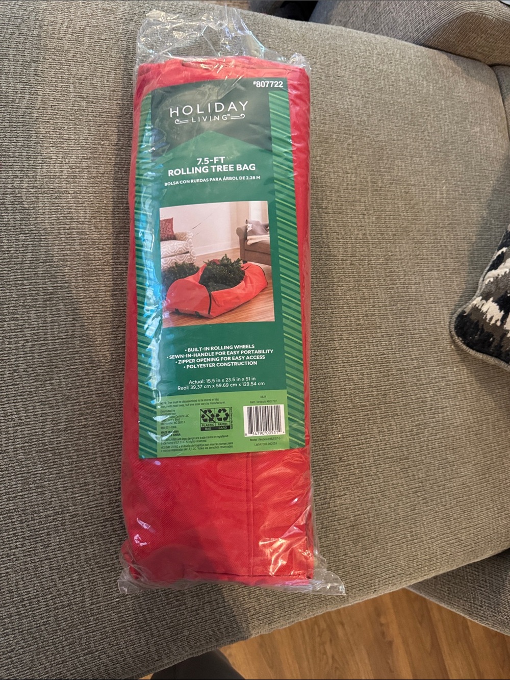 Red 7.5-ft Rolling Tree Bag